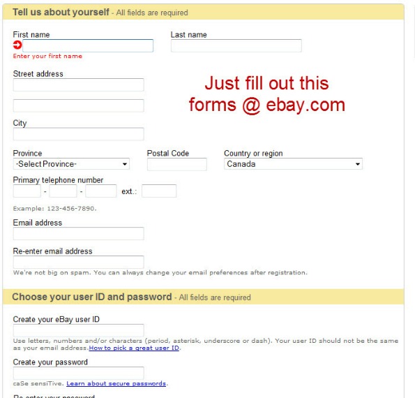 ebay registration